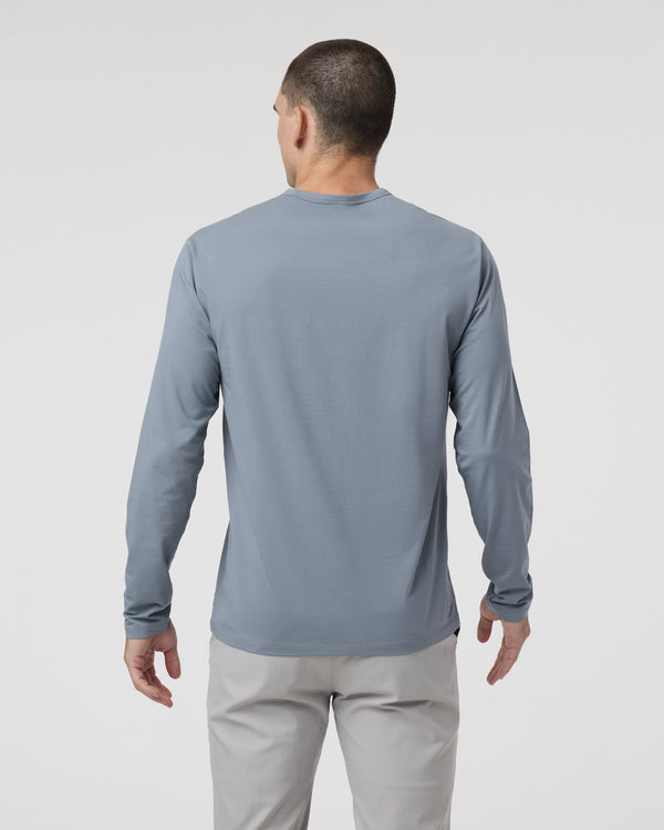Long Sleeve Men's Feather Tee | Dusty Blue