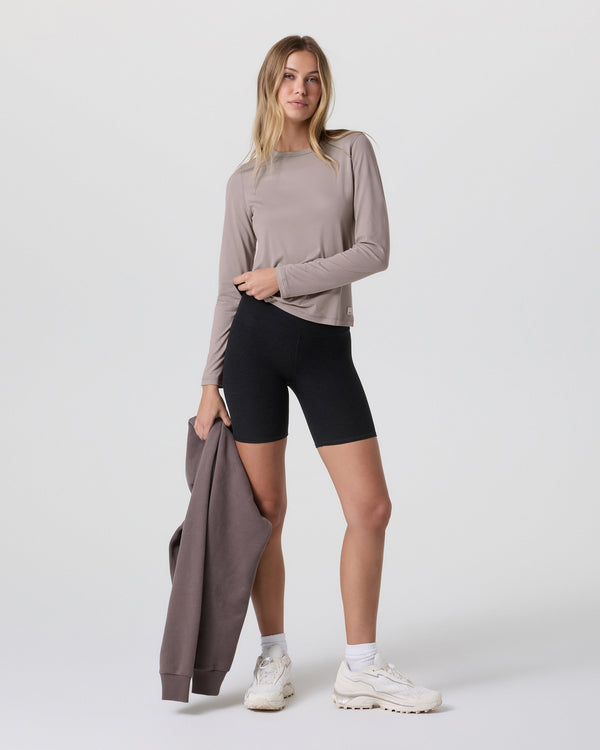 Long Sleeve Lux Crew Tee | Pebble