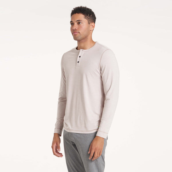 Long-Sleeve Ease Performance Henley | Oyster Heather