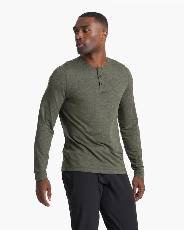 Long-Sleeve Ease Performance Henley | Oregano Heather