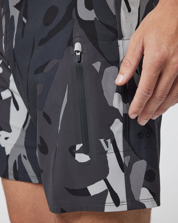 Infinity Boardshort | Charcoal Leaves