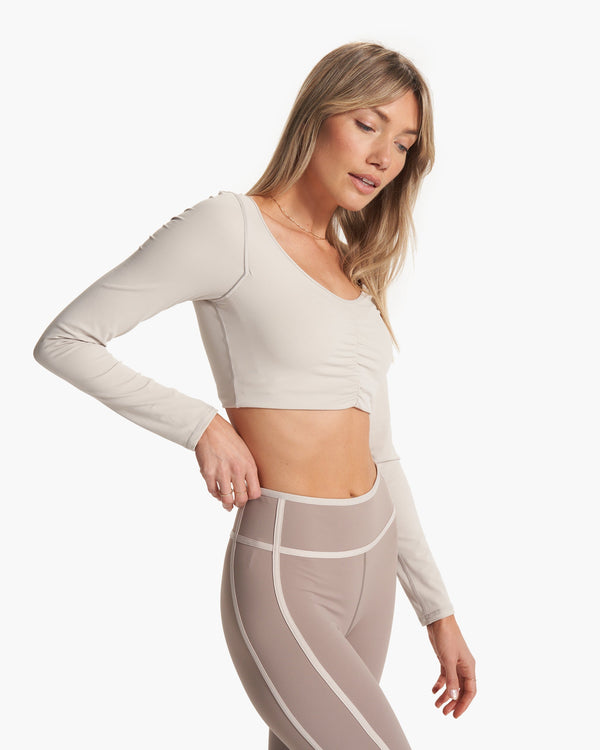 Long Sleeve Ruched Bra | Suede