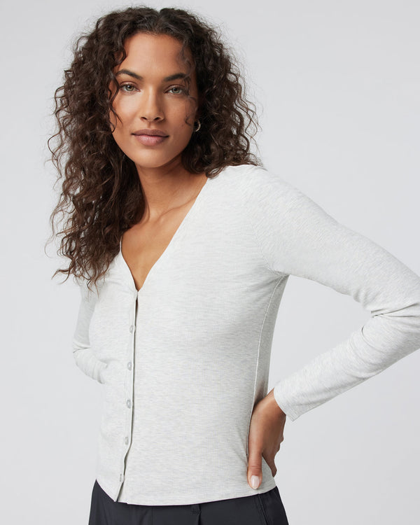 Long Sleeve Pose Cardigan | White Heather Grey