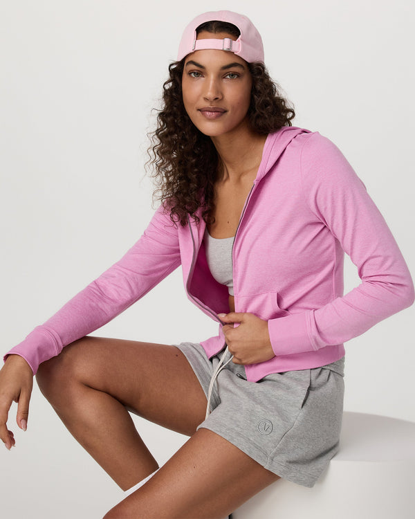 Halo Mini Full Zip Hoodie | Azalea Pink Heather