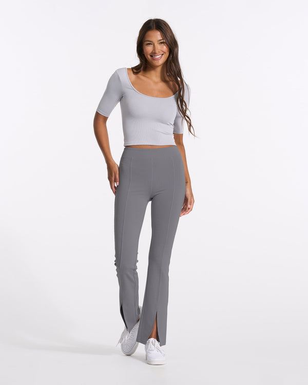 Lux Rib Split Bootcut | Heather Grey