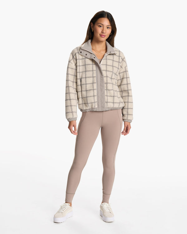 Plaid Cozy Sherpa Jacket | Suede Windowpane