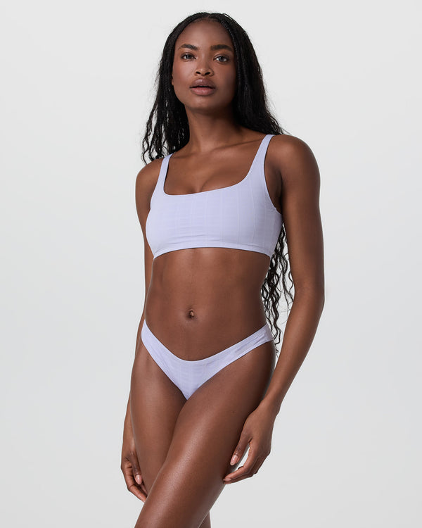 Encinitas Plaid Bikini Top | Lavender Mist