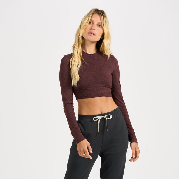 Long-Sleeve Lux Crop Tee | Fig Heather