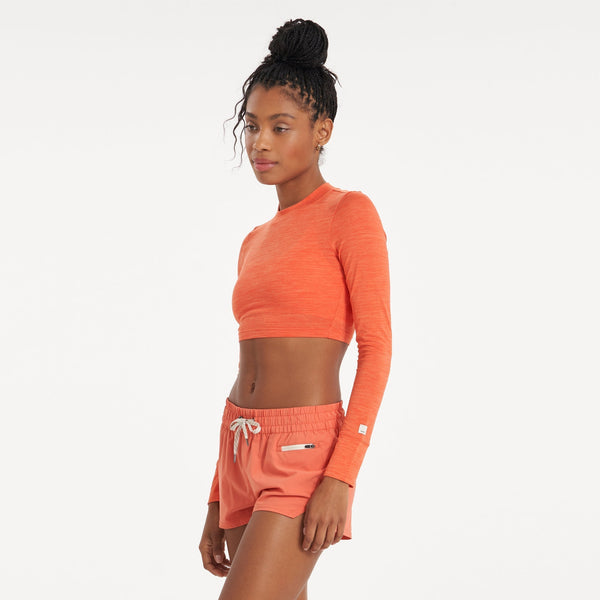 Long-Sleeve Lux Crop Tee | Grapefruit Heather